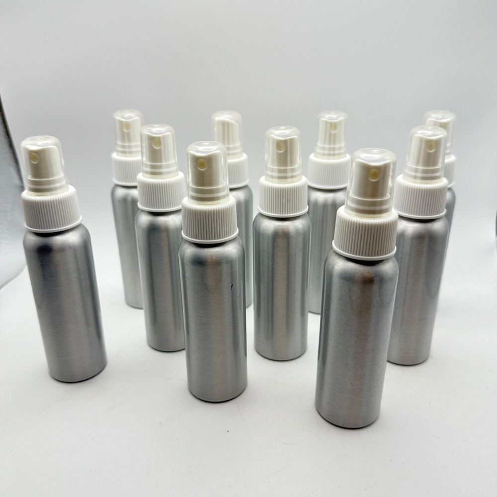 10 Pack Aluminum Refillable Spray Bottles Silver‎ Mist Travel Size Containers